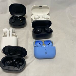 lot of 6  misc. brands and type of Bluetooth earbuds wireless headphones